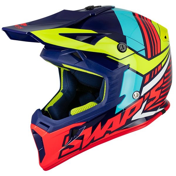 Casco Cross SWAP'S S-LINE S-818 blue/red/yellow fluo – TA Store